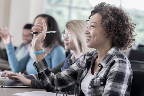 Student raising hand