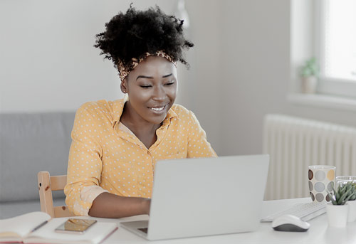 Woman working on a laptop